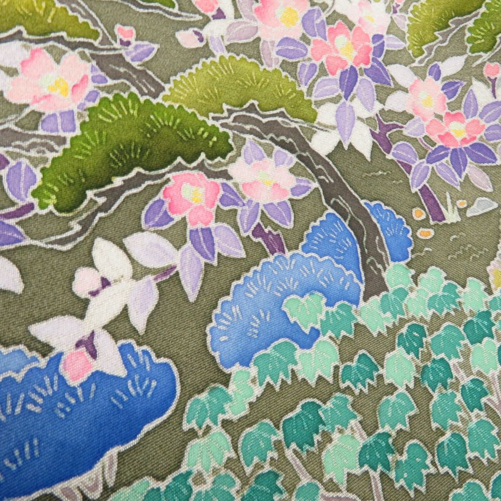 本加賀友禅 黒留袖 北田弓子 金沢城と兼六園文様 正絹 袷 広衿 比翼付