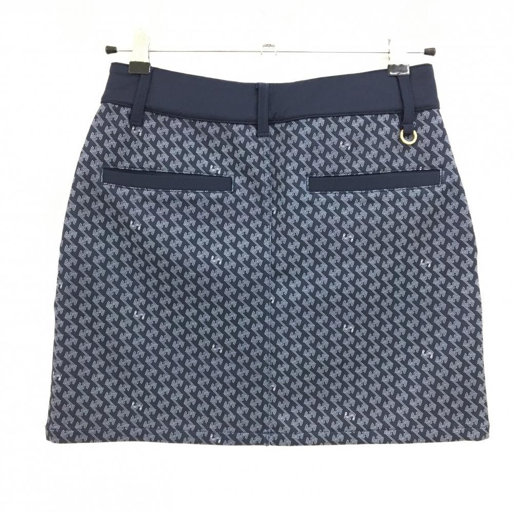 超 レザレクション スカート ネイビー×白 後ろ総柄 ストレッチ レディース S ゴルフウェア Resurrection