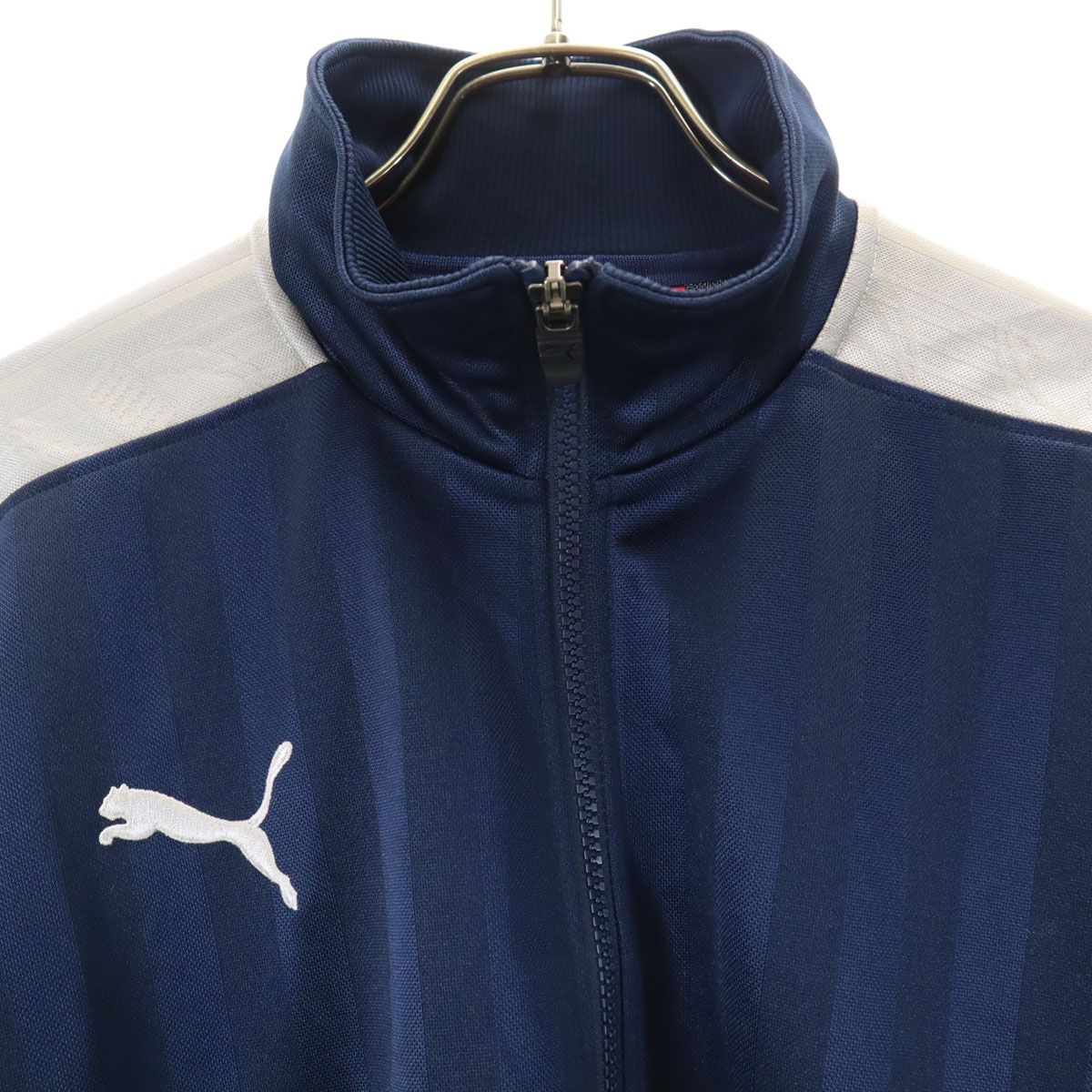 PUMA プーマ ネイビー 紺 トラックジャケット ジャージ 定番 M PUMA プーマ 日本製 ストライプ柄 トラックジャケット S-M