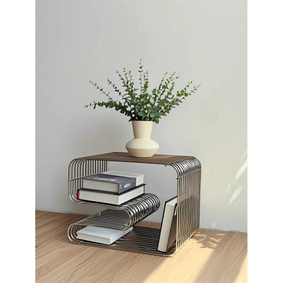 マガジンラック シルバー マガジンホルダー ニュースペーパースタンド スタンド ウェーブ ビンテージ 絵本 雑誌 おしゃれ 収納 インテリア
