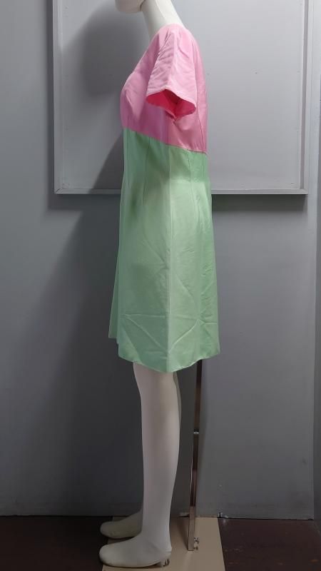 Vintage Thierry Mugler フランス製 バイ ワンピース ピンク×グリーン サイズ42 半袖