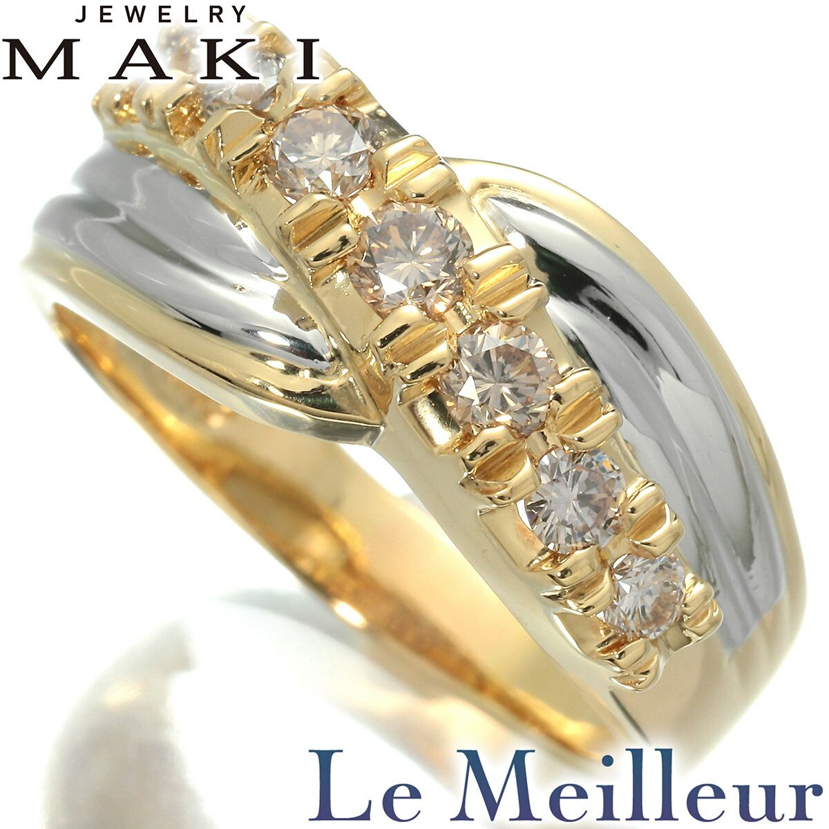 ジュエリーマキ 交差デザインリング 指輪 ダイヤモンド 0.57ct