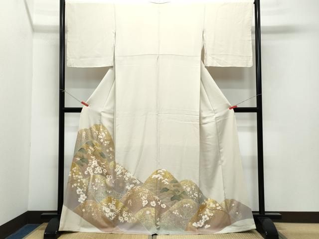 平和屋着物●豪華色留袖 駒刺繍 松花文 金彩 正絹 CAAY2808vf