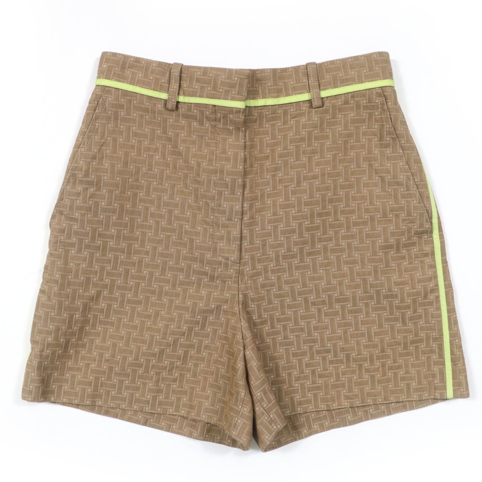 HERMES エルメス 22SS 2H0405DP Hデザイン モザイクジャカード パイピング ショートパンツ ブラウン系 36 イタリア製 レディース