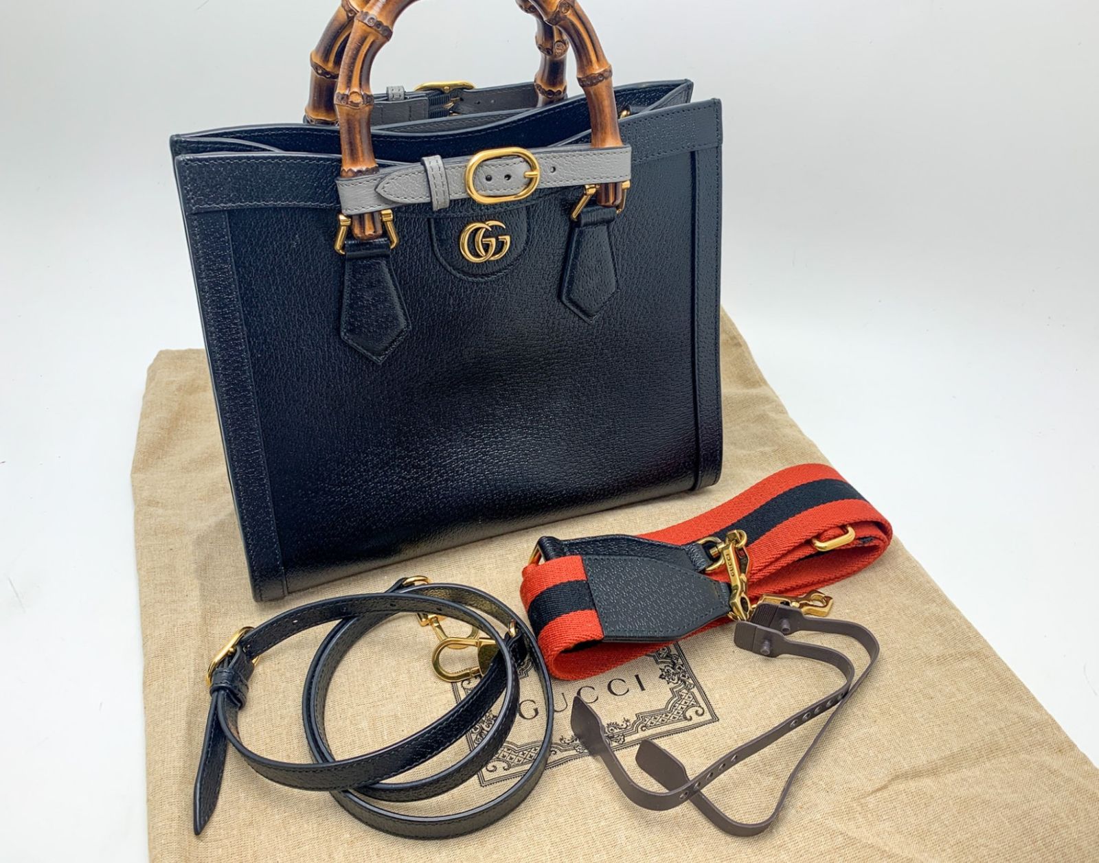 GUCCI グッチ バンブーハンドル 黒 ブラック ダイアナ スモール