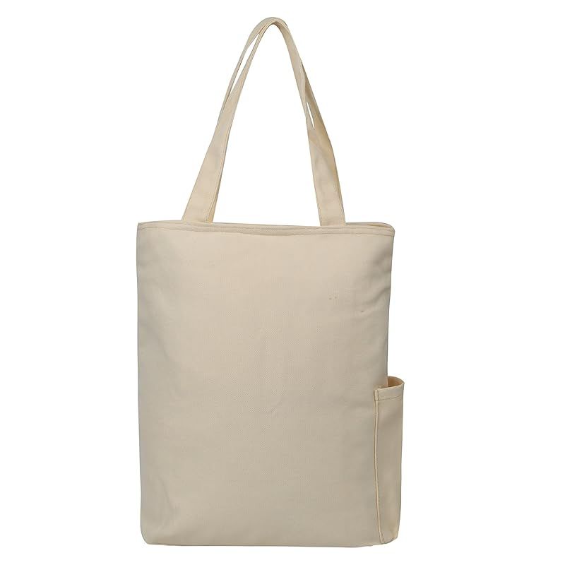 [モノボックス] トートバック 無地キャンパス ファスナー付 A4対応 bg-monotote アイボリーホワイト