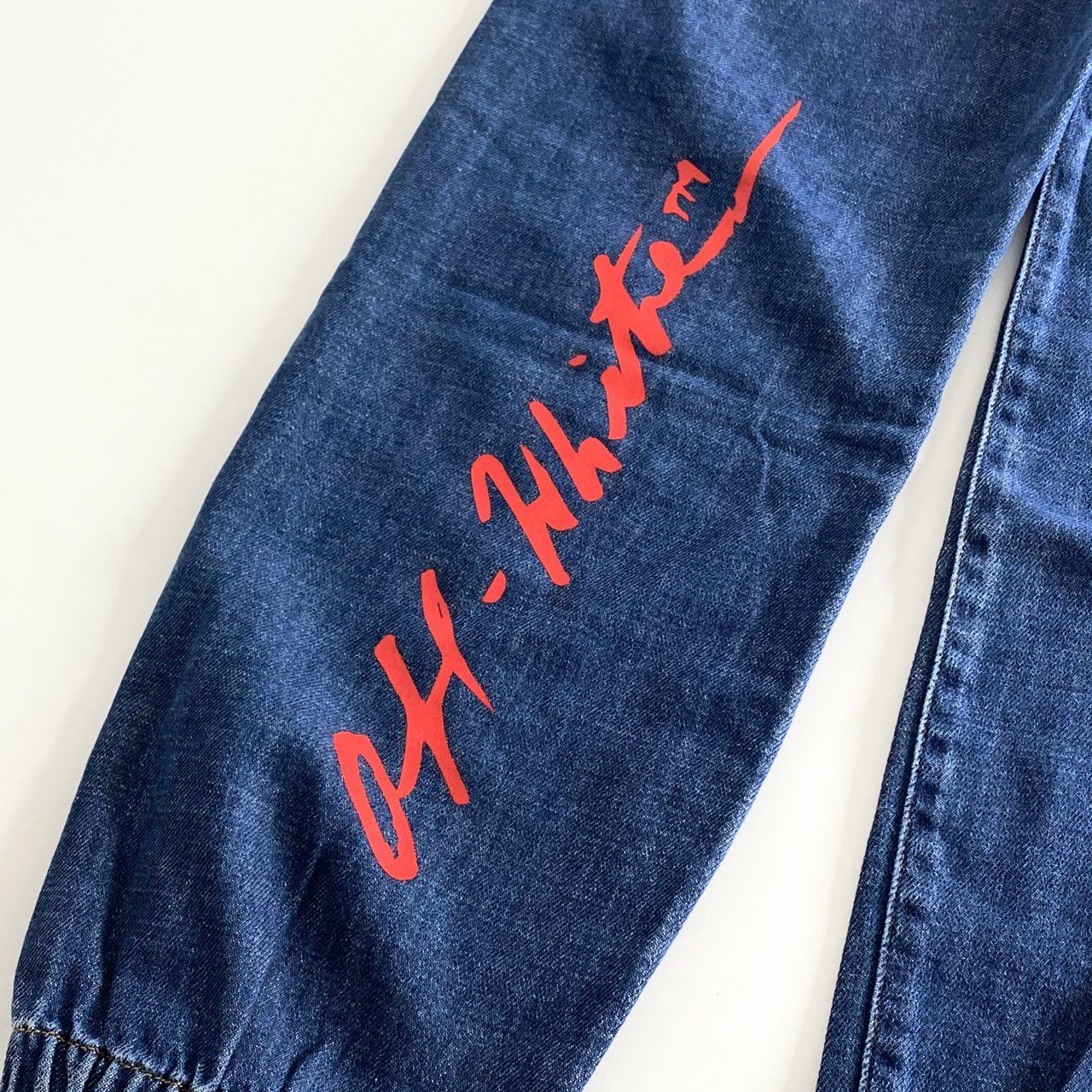 67e12 OFF-WHITE オフホワイト モナリザプリント デニム ジョガー