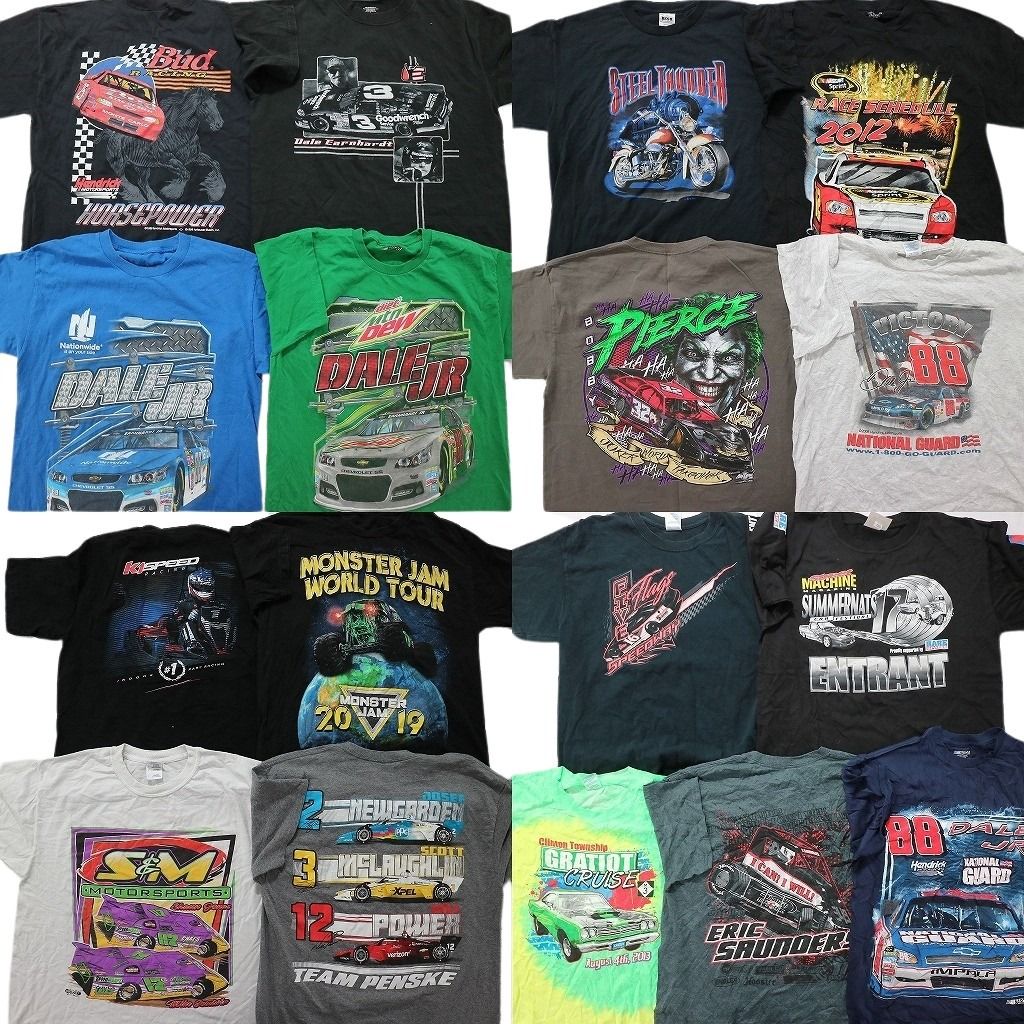 古着卸 まとめ売り レーシング 半袖Tシャツ 17枚セット (メンズ L