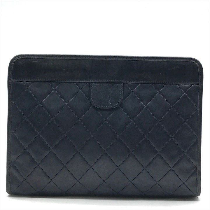 美品✨シャネル クラッチバッグ ココマーク金具 ラムレザー 黒色 良品 CHANEL シャネル ココマーク ラムスキン ミニマトラッセ