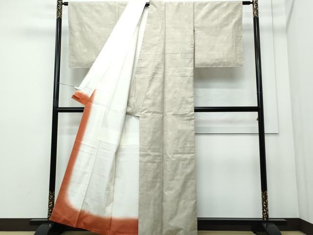 平和屋着物○本場大島紬 白大島 9マルキ 麻の葉文 正絹 逸品