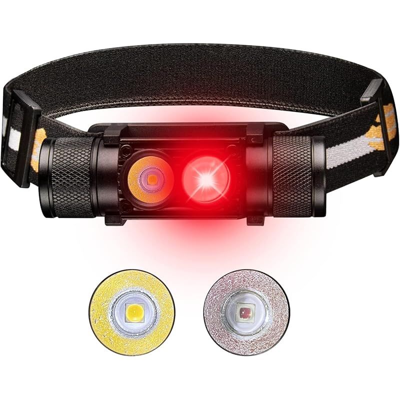 Sofirn D25LR ヘッドライト 強力軽量ヘッドフラッシュライト 明るい白色光と660nm深赤色光 USB充電式 IP68防水 キャンプ ハイキング ハンティング用 1