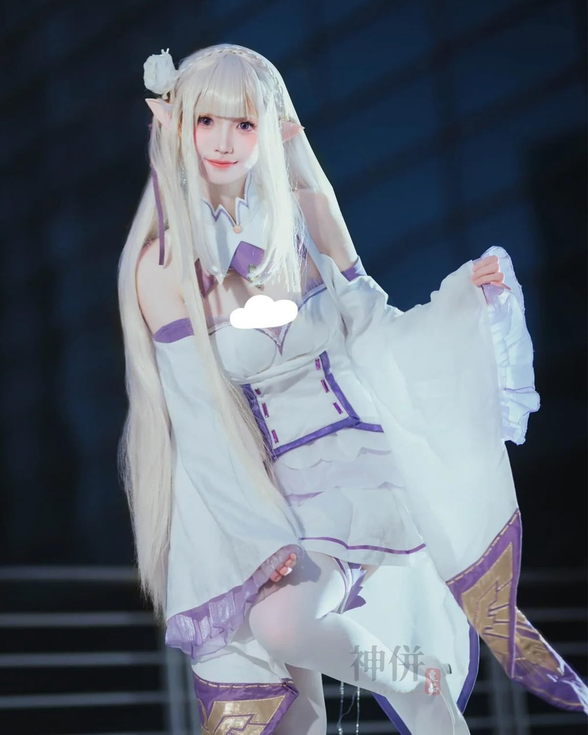 神併 Re ０ エミリア コスプレ ウィッグ付き リゼロ 氷結の魔女 コスプレ衣装 大人用 仮装 アニメ衣装 ハロウィン クリスマス イベント Emilia Cosplay
