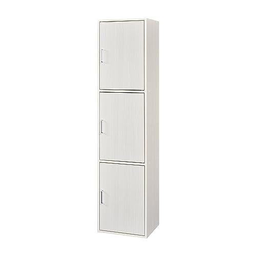 新着商品 幅43×奥行39.3×高さ179.7cm ベーシックデザイン FUL-1845 白木目 ホワイト 3D 一人暮らしの部屋や狭いスペースにぴったりサイズ 同シリーズで組み合わせ自由自在 3段の扉付き収納 WH 整理棚 ラック フルニコ 収納棚 白井産