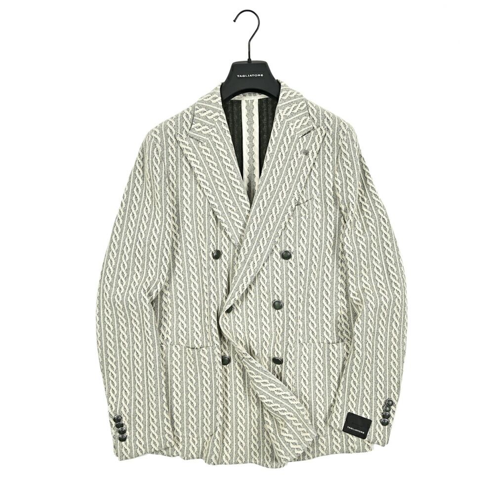 TAGLIATORE G-DARREL テーラードジャケット ニットジャケット 6Bダブル 春夏 秋 3シーズン メンズ コットン アイボリー MADE IN ITALY 416232