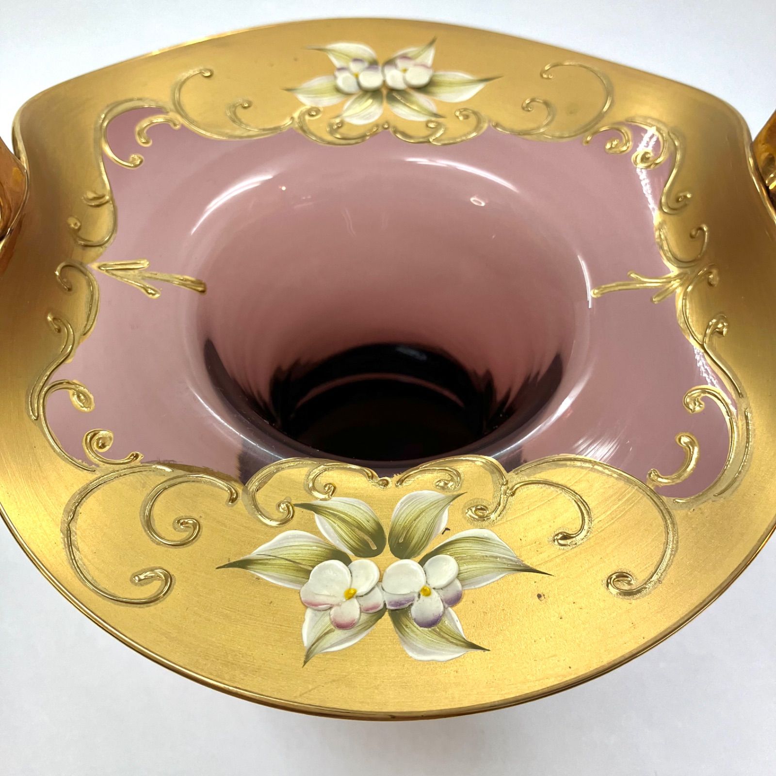 上美品⭐️ベネチアングラス-F】 『花器・バスケット』 ムラーノガラス