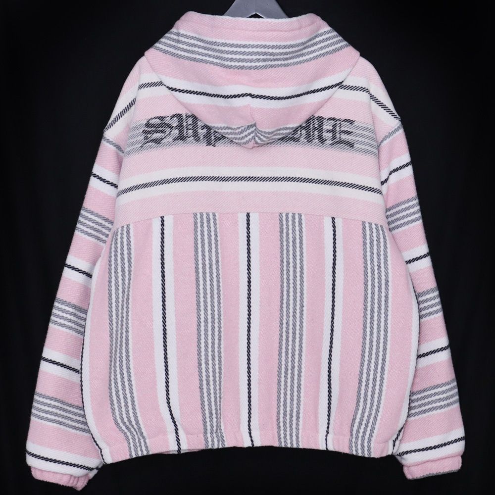 SUPREME 25SS Woven Stripe Hooded Jacket Lサイズ ピンク - メルカリ