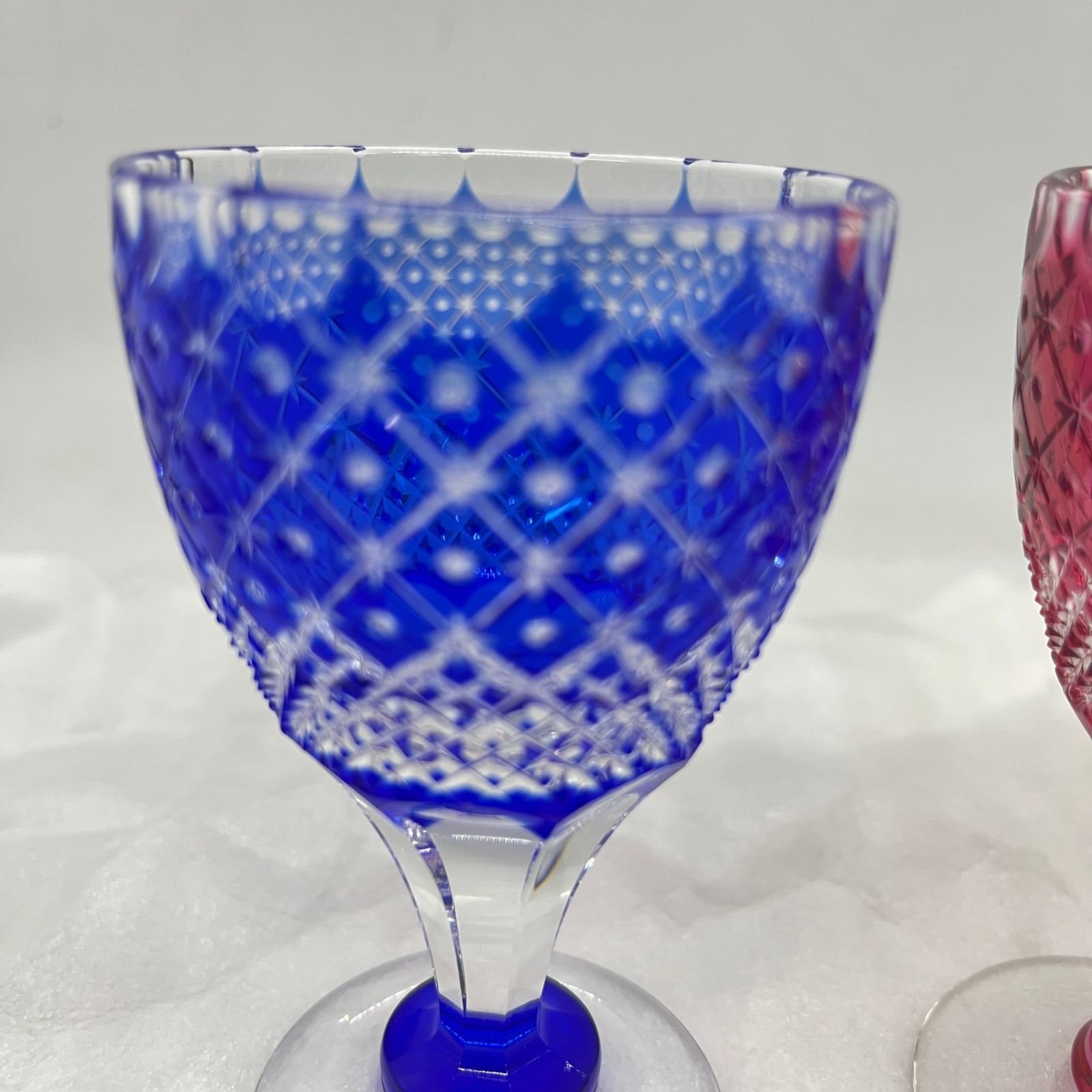 江戸切子 伝統工芸士 篠崎清一 ペアロックグラス 共箱 伝統工芸士