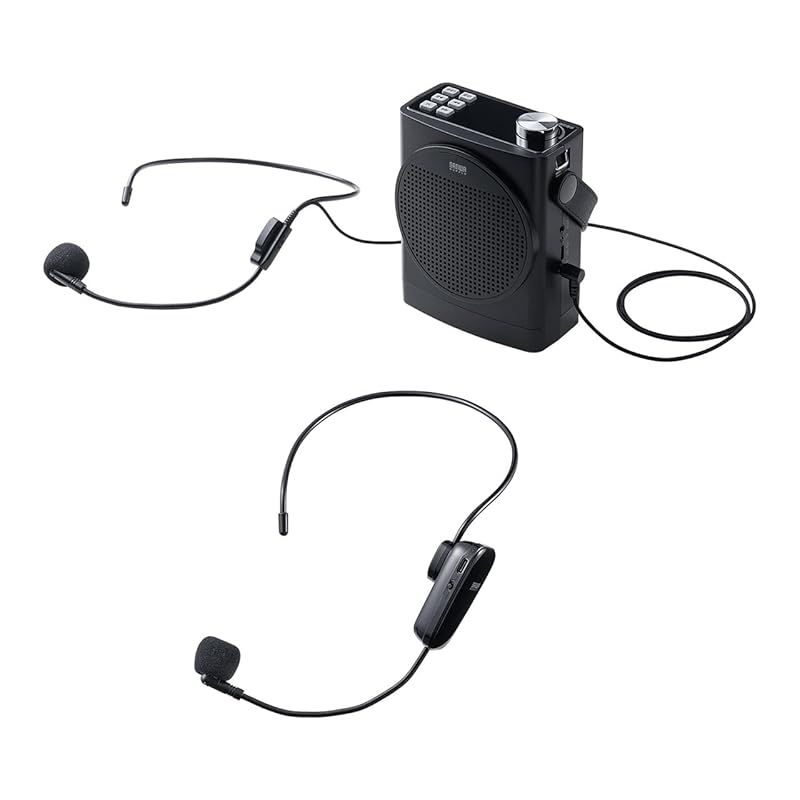 サンワダイレクト 拡声器 ハンズフリー ワイヤレス 有線マイク 高出力30W 小型 ポータブル拡声器 ハンズフリー拡声器 400-SP115 1