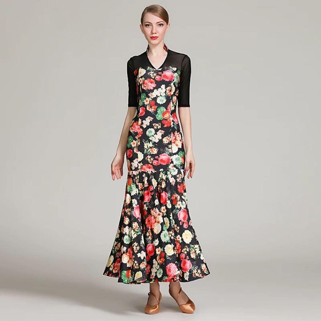 スタンダード練習用ワンピース 花柄がオシャレなデザイン