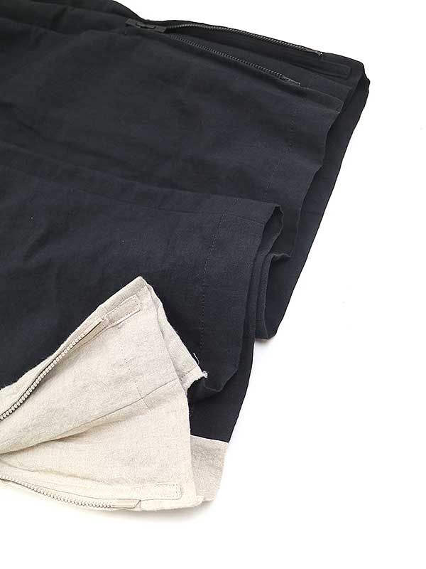 ヨウジヤマモト22SS 生成切脇ファスナーパンツ ベージュ×ブラック ヨウジヤマモト22SS 生成切脇ファスナーパンツ ベージュ×ブラック