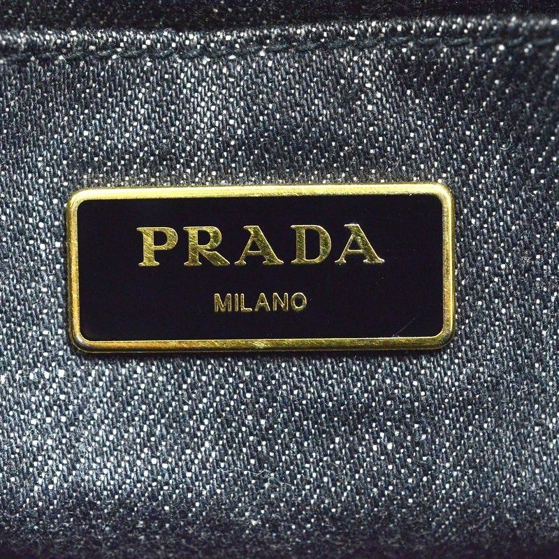 プラダ（PRADA） カナパ 1BG9642 デニム 2WAYトート ブラック 【中古】 JA-18674