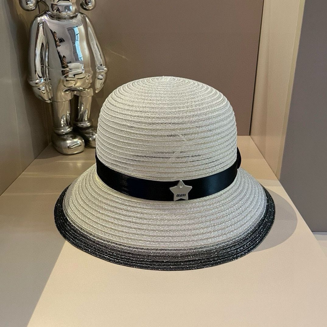 ミュウミュウ オーガンジーボウルハット| ブロック日焼け防止ハット 頭周り 57cm -MM輸入1