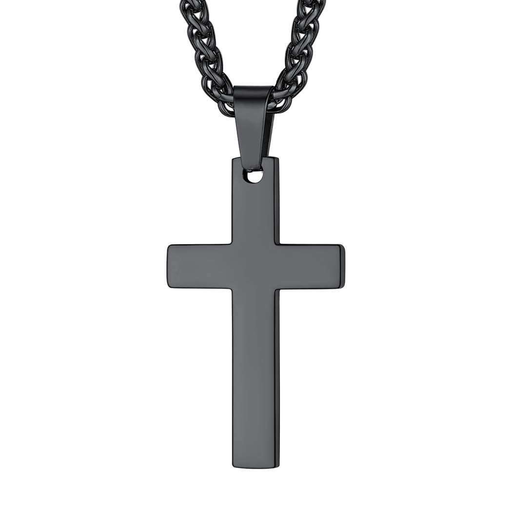 【色: B】Suplight 十字架 クロス ネックレス メンズ ブラック サー
