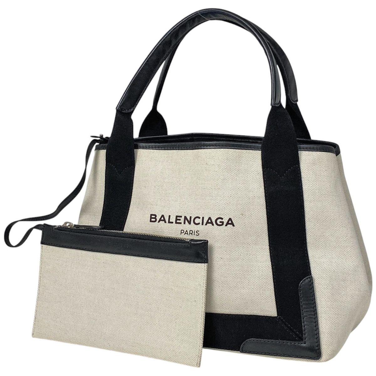 バレンシアガ BALENCIAGA ネイビー スモール カバス ハンドバッグ ロゴ 