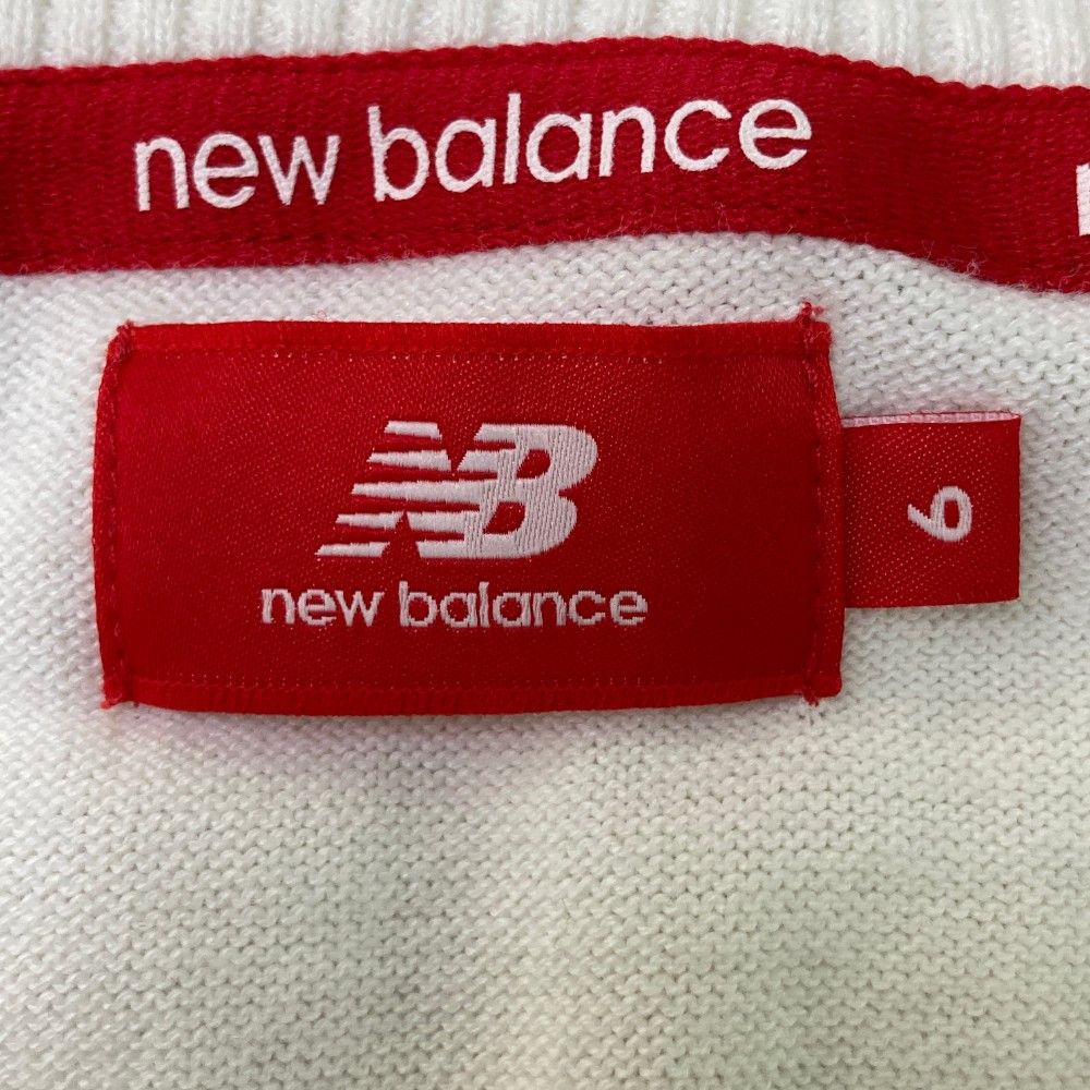 サイズ：6 NEW BALANCE ニューバランス  Vネック ニットベスト ワッペン ホワイト系 [240101259015] ゴルフウェア メンズ ストスト