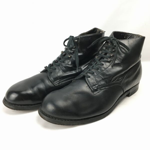 欧州70年代以前?　Vintage 品　ショート丈ミリタリーブーツ　チャッカ/オフィサー　サービスシューズ　size27.5H〈黒/BLACK/ブラック〉/men's 管No.WZB202 欧州70年代以前? Vintage 品 ショート丈ミリタリーブーツ チャッカ