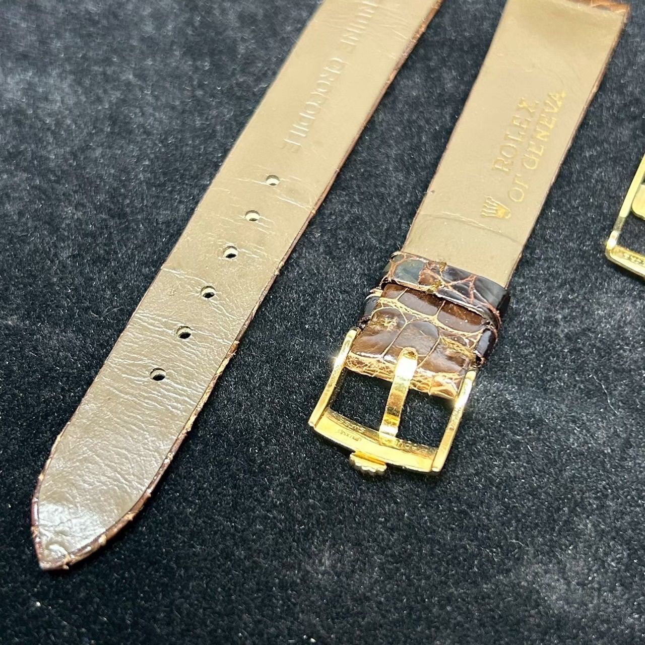 Rolex ロレックス純正クロコダイルベルト 純正尾錠付 - OMEGA オメガ純正尾錠16mm セット