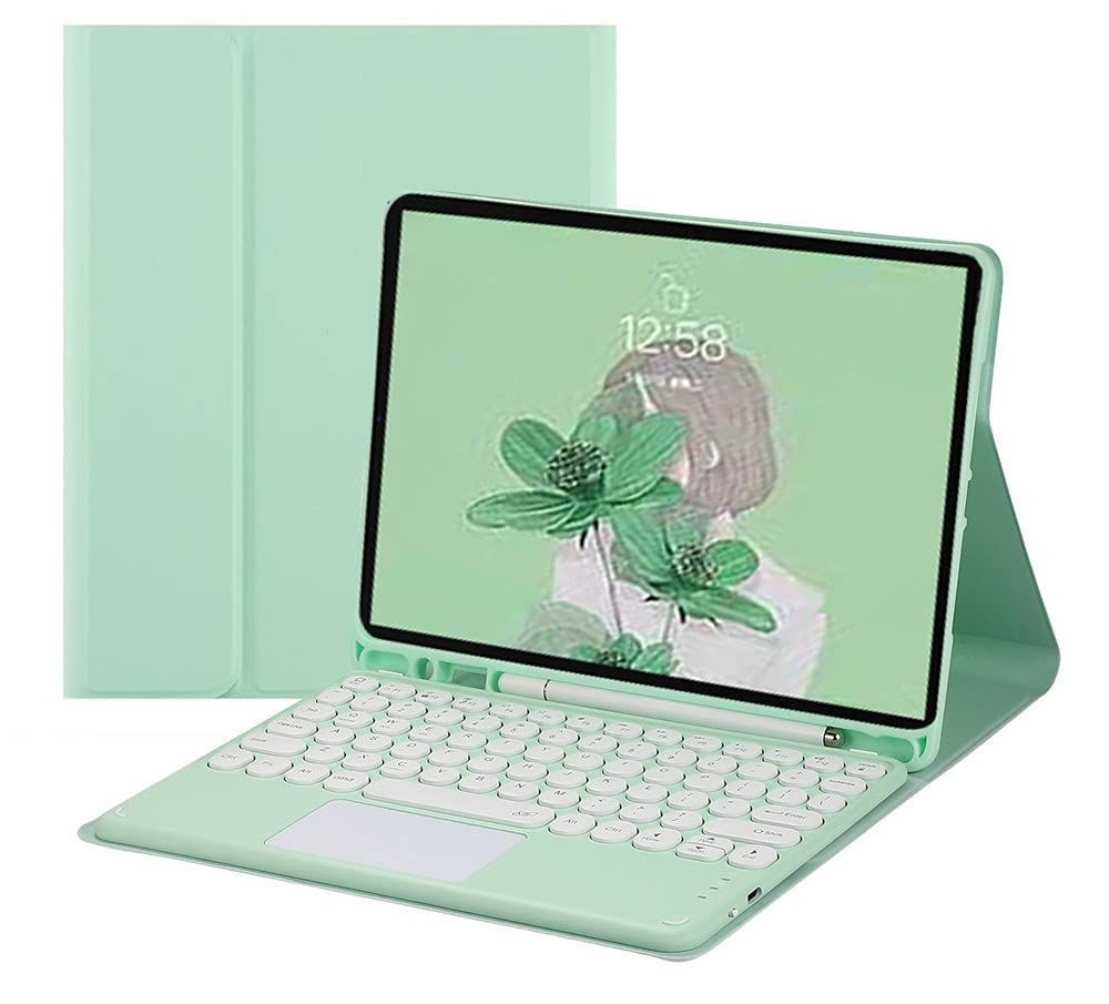 ミント_iPad7/iPad8/iPad9/Air3/Pro10.5 iPad 第9世代 第8世代 第7世代 キーボード ケース 丸いキー タッチパット付き iPad Air3 Pro 10.5 インチ カラーキーボード カバー 丸型キー 可愛い iPad 9