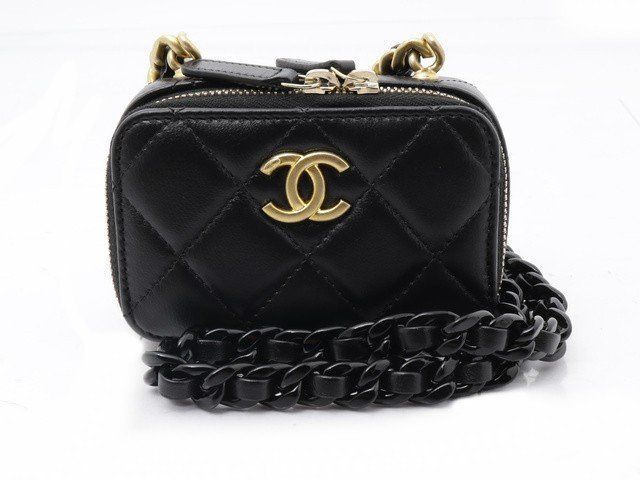 美品 シャネル CHANEL ■ ココマーク チェーン クラッチ AP2738 黒 ブラック ショルダーポーチ ミニ レディース□ 6C６D  ム0ニキキ4