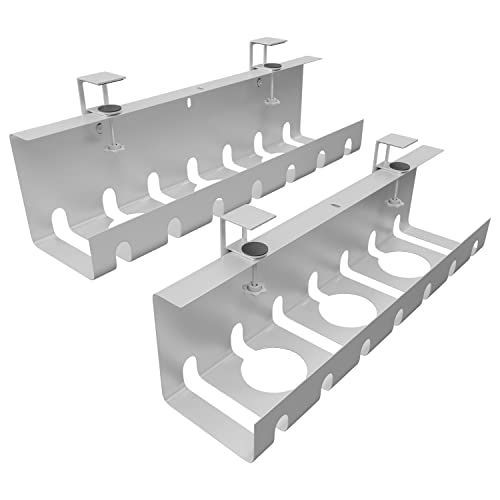 〈人気商品〉白-２個 創優会ケーブルトレー 白 穴あけ不要 ケーブルトレー デスク下 配線整理 コードまとめる ケーブル収納 ケーブルトレー コンセント収納 ケーブルラック ワイヤーケーブルトレー ケーブルホルダー 机の下コード整理 スチール製 43CM（白-