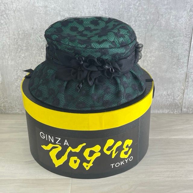 GINZA vogue TOKYO SH-06703 帽子 フラワー リボン おしゃれ帽子 銀座ボーグ ハット 女性用 グリーン|ブラック |600352