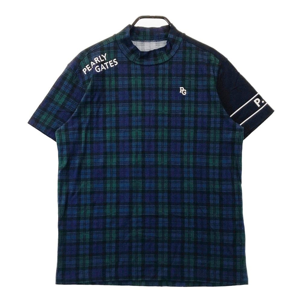 サイズ 5 PEARLY GATES パーリーゲイツ 2025年モデル ハイネック 半袖Tシャツ チェック柄 カーキ系 240101288640 ゴルフウェア メンズ ストスト