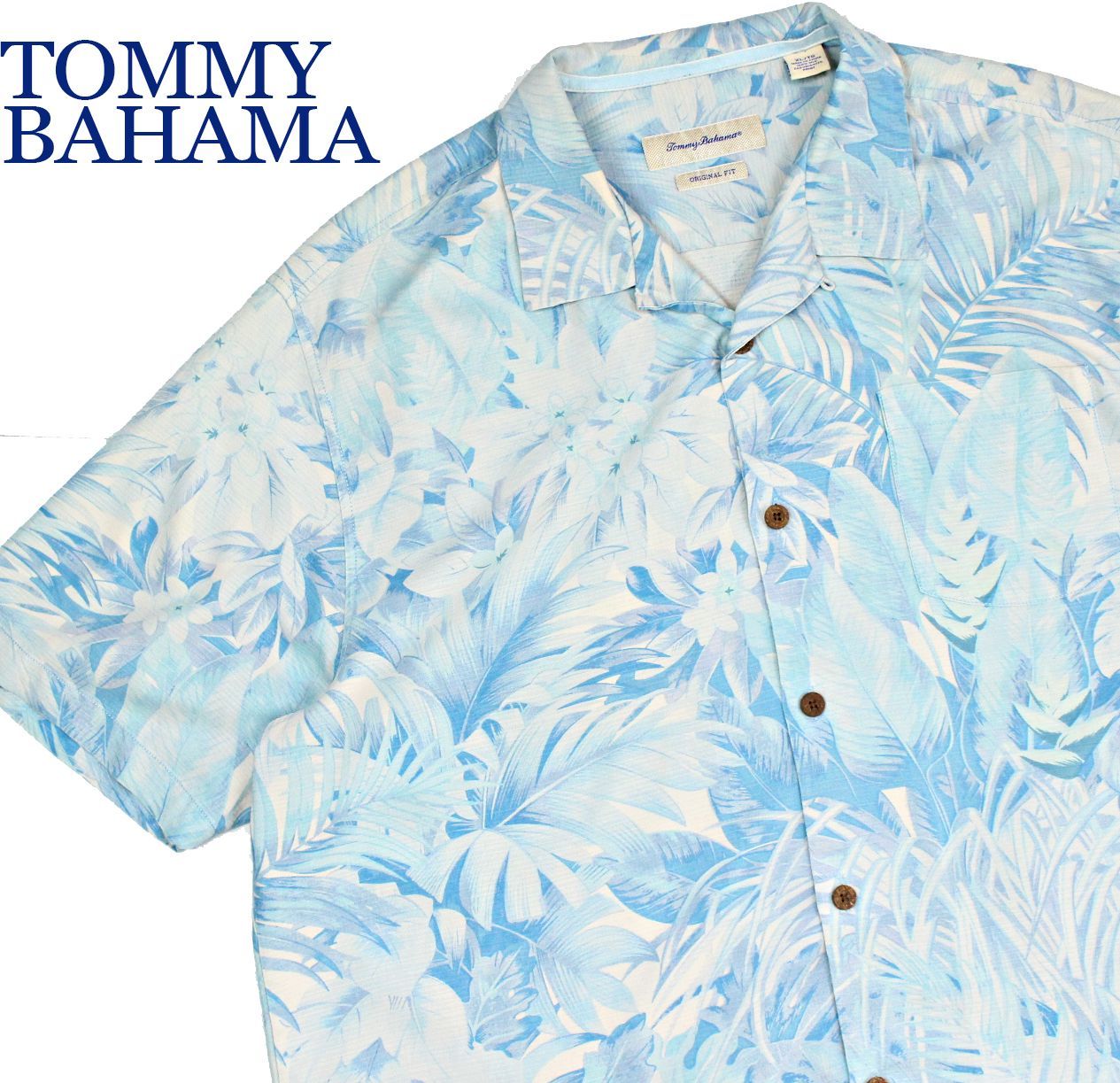 Tommy Bahama 古着 アロハシャツ 青系 XL ビッグシルエット | jarwan.com