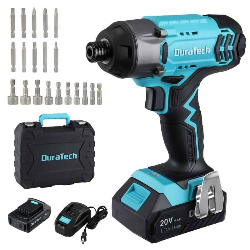 DURATECH インパクトドライバー 20V 充電式 コードレス LED照明ライト 過負荷保護 過熱保護 自動停止モード 無段変速 正逆転切り替え 1.5Ah蓄電池1個 最大トルク170N.m 急速