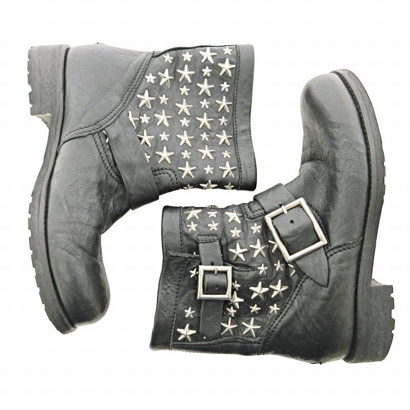JIMMY CHOOジミーチュウ　ショートブーツスタースタッズ ジミーチュウ JIMMY CHOO 日本限定 スタースタッズ レザー