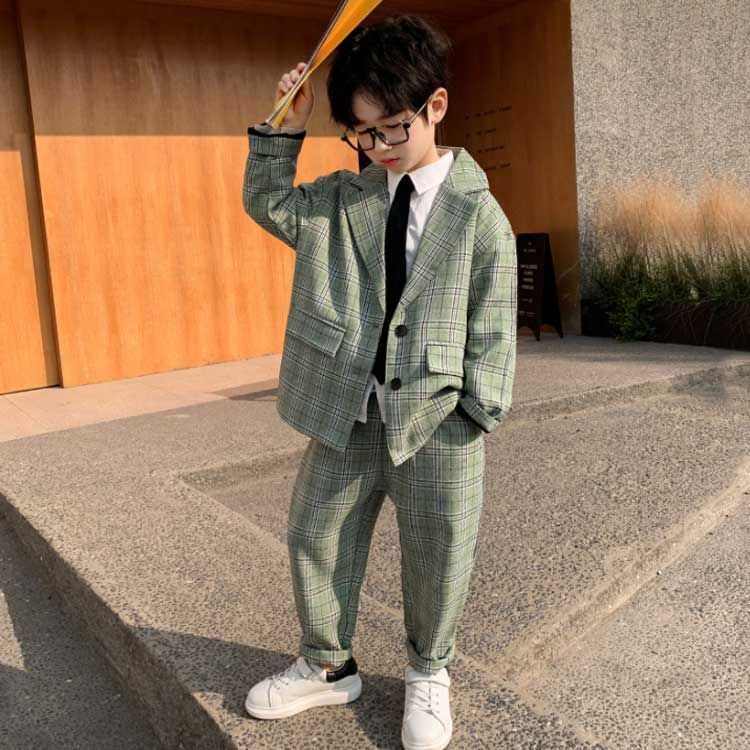 卒業式スーツ 2点セット セットアップ 入学式 スーツ 160 170 cm 男の子スーツ ゆったり 小学生 キッズセットアップ フォーマル 卒園式 子供服 入学式スーツ 男の子 おしゃれ チェック グ lucky 532