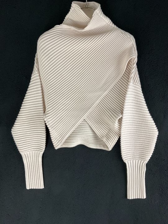 美品 VICTORIA BECKHAM　ビクトリアベッカム XS ベージュ アシンメトリーリプニット お値引き交渉大歓迎】 VICTORIA BECKHAM ビクトリアベッカム XS