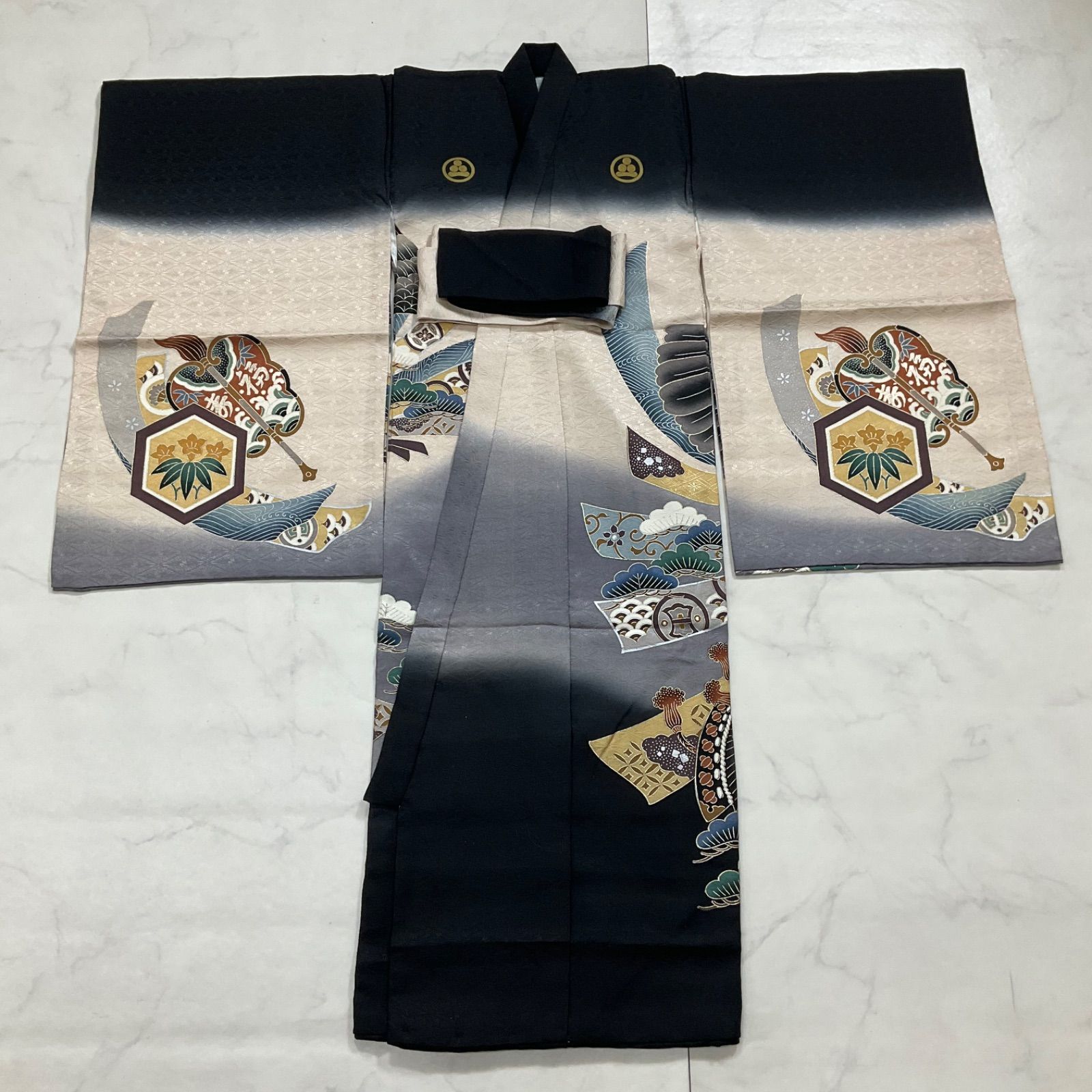 ◇kimono+one◇美品◇産着◇お宮参り◇正絹◇五つ紋◇子供着物