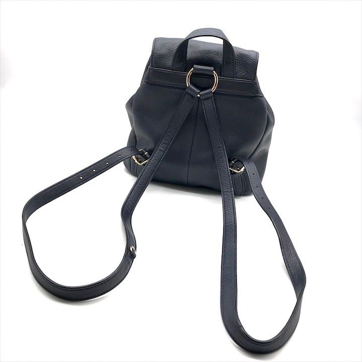 良品 COACH コーチ リュック バックパック レザー ネイビー レディース  