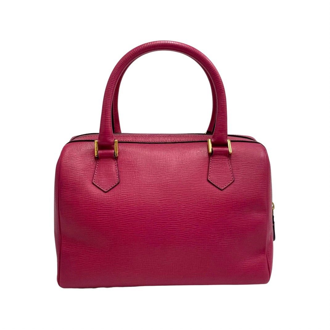 CELINE セリーヌ レザー ミニボストン ハンドバッグ ピンク 本革 CELINE セリーヌ レザー ミニボストン ハンドバッグ ピンク 本革