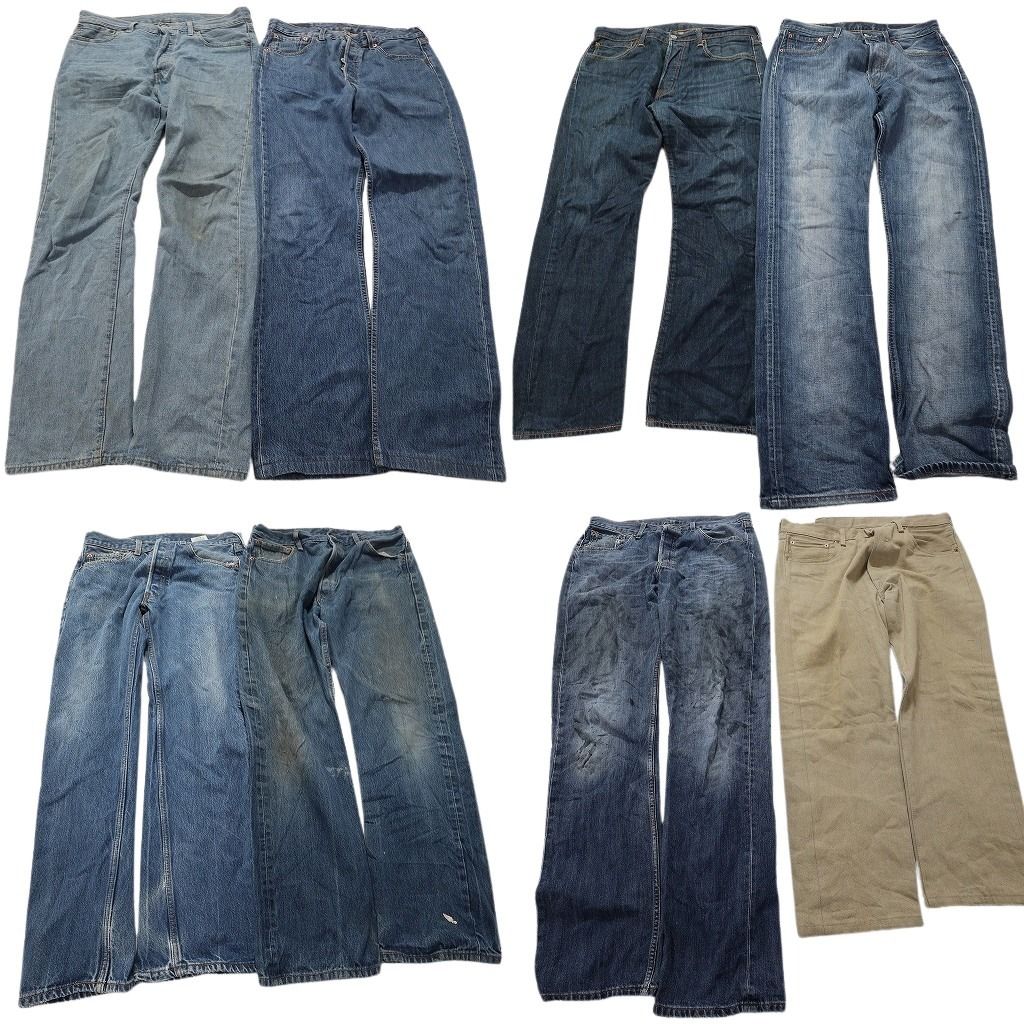 古着卸 リーバイス 501 デニム パンツ 8枚セット メンズ 33 |34 |35 インディゴ デニム ライト 古着 NA7185