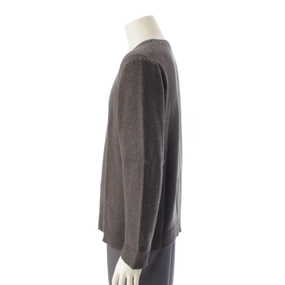 ISSEY MIYAKE グレー 長袖 トップス M イッセイミヤケ ウール ステッチデザイン ニット 長袖 セーター
