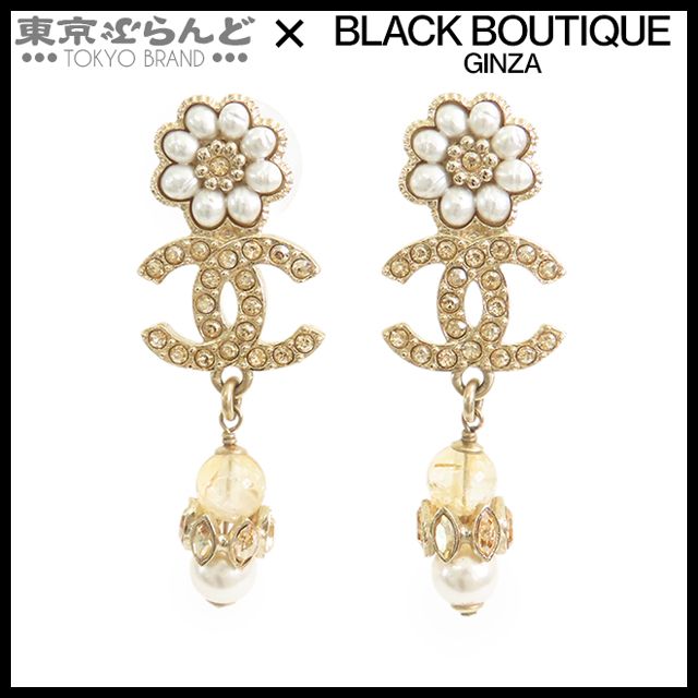 Chanel フラワーモチーフ ピアス CHANEL シャネル フープピアス フラワーモチーフ ピアス 金属製