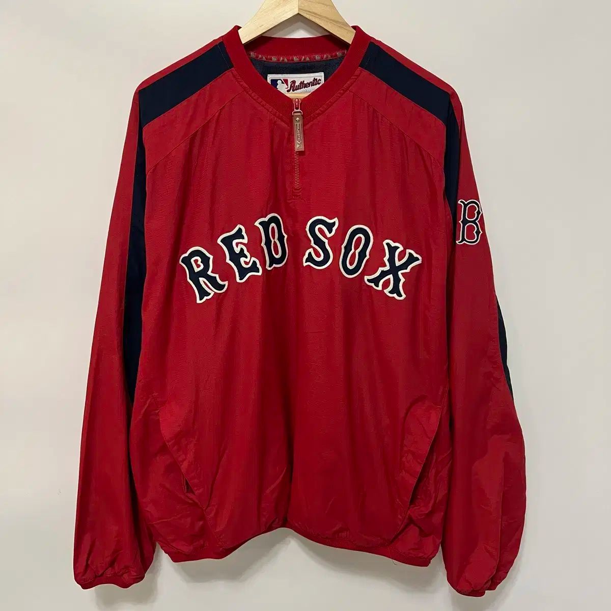 L Majestic マジェスティック MLB ボストン Anorak アノラック ウォームアップ ジャケット