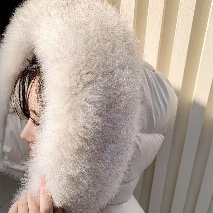フォックスファー ロングダウンコート Mサイズ ベージュ 防寒