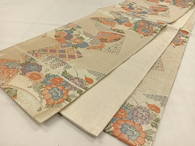 佐賀錦　六通柄袋帯　『渦巻文　惑星』　銀糸　正絹　逸品【E】 佐賀錦 六通柄袋帯 『渦巻文 惑星』 銀糸 正絹 逸品【E】